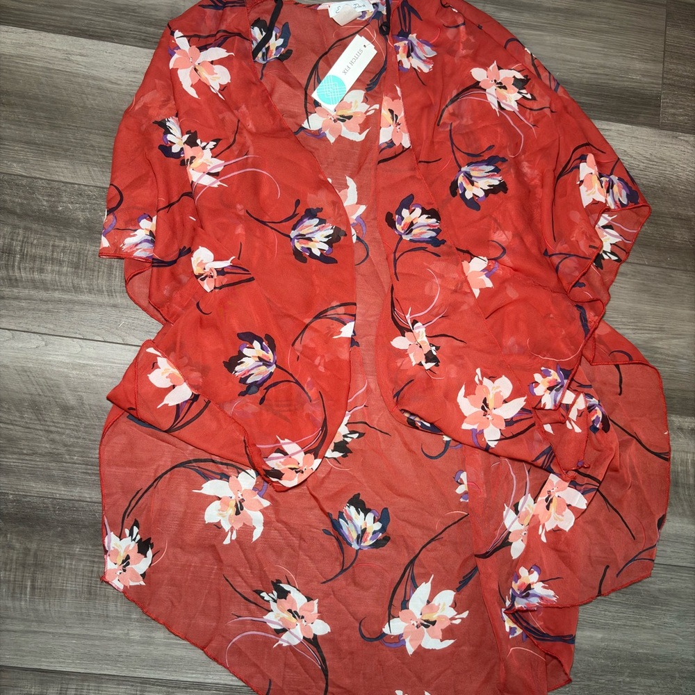 Floral Red Emory Park (Stitch Fix) Cardigan